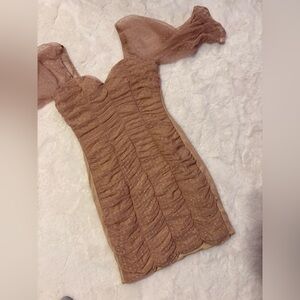 Elegant Brown Ruched Dress sze small